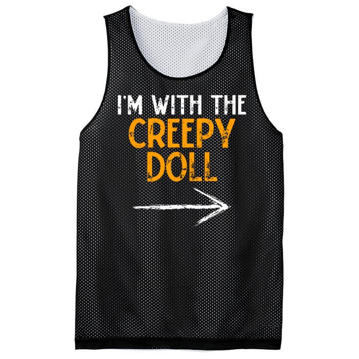 IM With The Creepy Doll Costume Halloween Couple Matching Mesh Reversible Basketball Jersey Tank