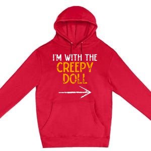 IM With The Creepy Doll Costume Halloween Couple Matching Premium Pullover Hoodie