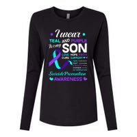 I Wear Teal & Purple For My Son Suicide Prevention Awareness Womens Cotton Relaxed Long Sleeve T-Shirt