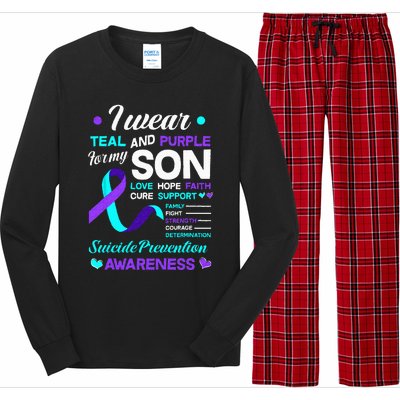 I Wear Teal & Purple For My Son Suicide Prevention Awareness Long Sleeve Pajama Set