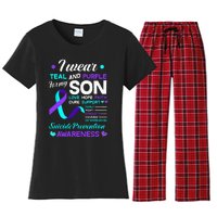 I Wear Teal & Purple For My Son Suicide Prevention Awareness Women's Flannel Pajama Set