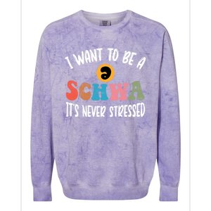 I Want To Be A Schwa ItS Never Stressed Science Of Reading Gift Colorblast Crewneck Sweatshirt