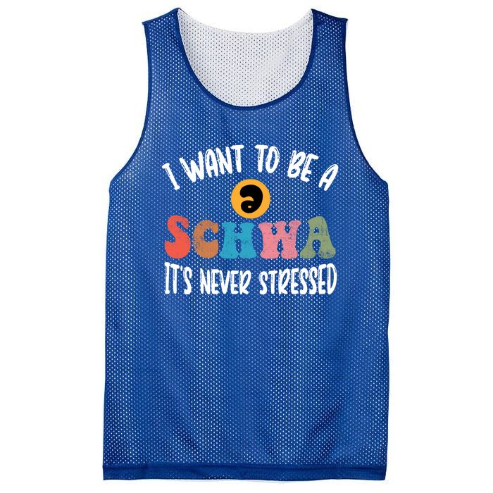 I Want To Be A Schwa ItS Never Stressed Science Of Reading Gift Mesh Reversible Basketball Jersey Tank