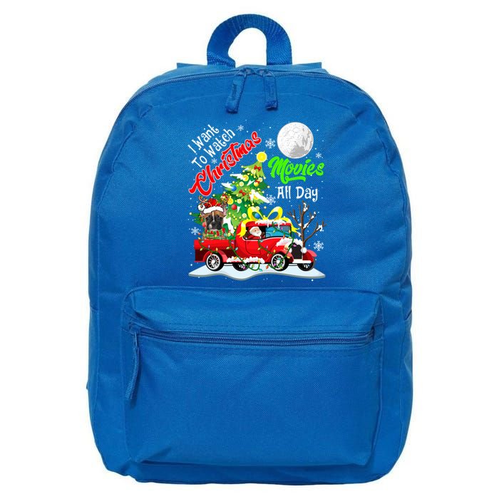 I Want To Watch Xmas Movies Santa French Bulldog On Truck Gift 16 in Basic Backpack