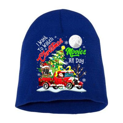 I Want To Watch Xmas Movies Santa French Bulldog On Truck Gift Short Acrylic Beanie