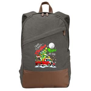 I Want To Watch Xmas Movies Santa French Bulldog On Truck Gift Cotton Canvas Backpack