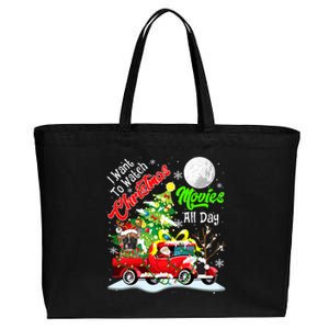 I Want To Watch Xmas Movies Santa French Bulldog On Truck Gift Cotton Canvas Jumbo Tote