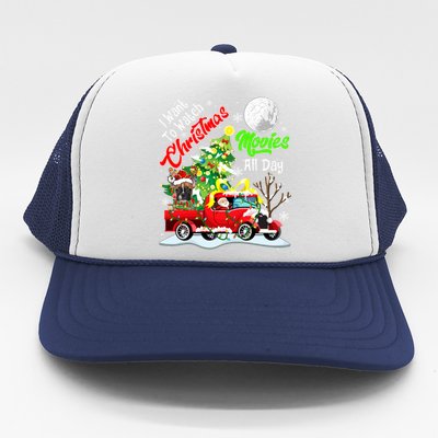 I Want To Watch Xmas Movies Santa French Bulldog On Truck Gift Trucker Hat