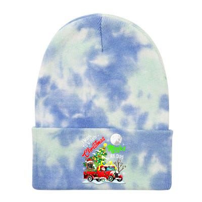 I Want To Watch Xmas Movies Santa French Bulldog On Truck Gift Tie Dye 12in Knit Beanie