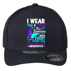 I Wear Teal & Purple For Someone I Miss Suicide Prevention Flexfit Unipanel Trucker Cap