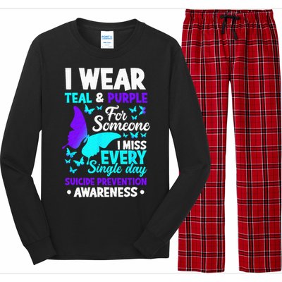 I Wear Teal & Purple For Someone I Miss Suicide Prevention Long Sleeve Pajama Set