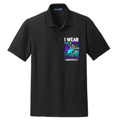 I Wear Teal & Purple For Someone I Miss Suicide Prevention Dry Zone Grid Polo