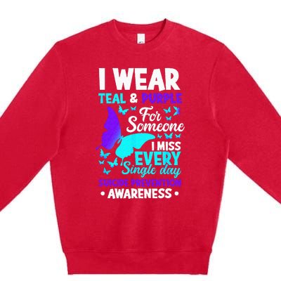 I Wear Teal & Purple For Someone I Miss Suicide Prevention Premium Crewneck Sweatshirt