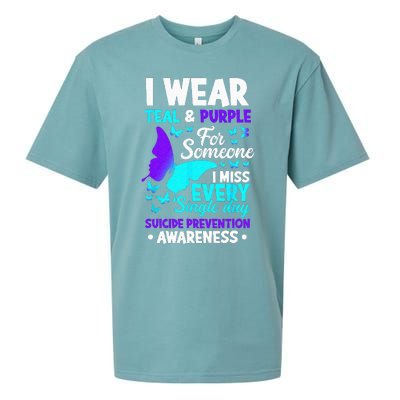 I Wear Teal & Purple For Someone I Miss Suicide Prevention Sueded Cloud Jersey T-Shirt