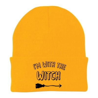 Im With The Witch Gift Cool Halloween Husband Wife Gift Knit Cap Winter Beanie