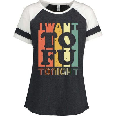 I Want Tofu Tonight Retro Funny Vegan Vegetarian Enza Ladies Jersey Colorblock Tee