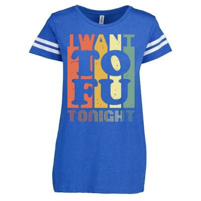 I Want Tofu Tonight Retro Funny Vegan Vegetarian Enza Ladies Jersey Football T-Shirt