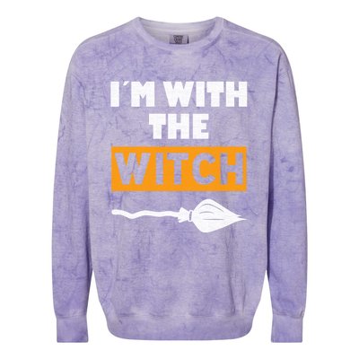 Im With The Witch Funny Halloween Couple Costume Gift Colorblast Crewneck Sweatshirt