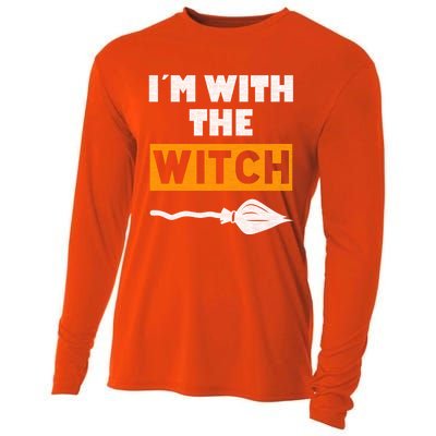 Im With The Witch Funny Halloween Couple Costume Gift Cooling Performance Long Sleeve Crew