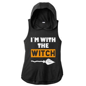 Im With The Witch Funny Halloween Couple Costume Gift Ladies PosiCharge Tri-Blend Wicking Draft Hoodie Tank