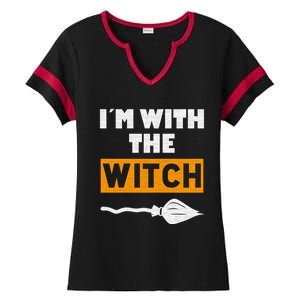 Im With The Witch Funny Halloween Couple Costume Gift Ladies Halftime Notch Neck Tee