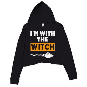 Im With The Witch Funny Halloween Couple Costume Gift Crop Fleece Hoodie