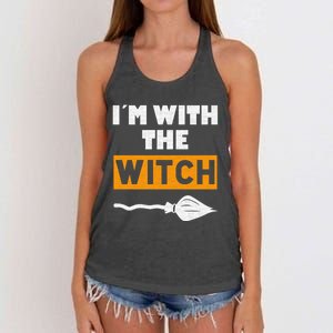 Im With The Witch Funny Halloween Couple Costume Gift Women's Knotted Racerback Tank