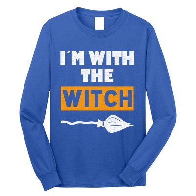 Im With The Witch Funny Halloween Couple Costume Gift Long Sleeve Shirt