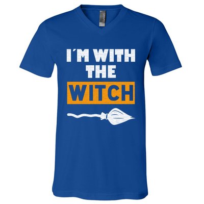 Im With The Witch Funny Halloween Couple Costume Gift V-Neck T-Shirt