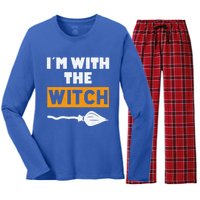 Im With The Witch Funny Halloween Couple Costume Gift Women's Long Sleeve Flannel Pajama Set 