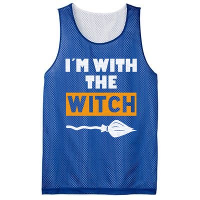 Im With The Witch Funny Halloween Couple Costume Gift Mesh Reversible Basketball Jersey Tank