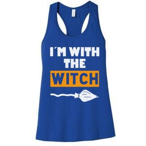 Im With The Witch Funny Halloween Couple Costume Gift Women's Racerback Tank