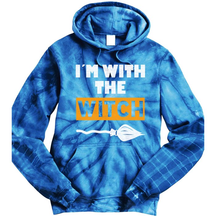 Im With The Witch Funny Halloween Couple Costume Gift Tie Dye Hoodie