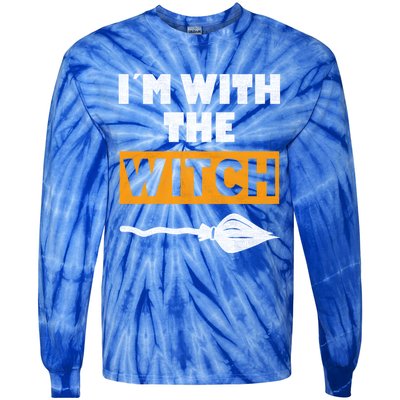 Im With The Witch Funny Halloween Couple Costume Gift Tie-Dye Long Sleeve Shirt