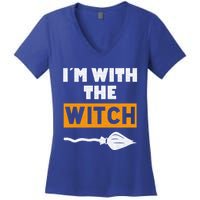 Im With The Witch Funny Halloween Couple Costume Gift Women's V-Neck T-Shirt