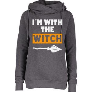 Im With The Witch Funny Halloween Couple Costume Gift Womens Funnel Neck Pullover Hood