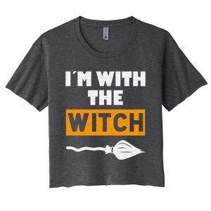 Im With The Witch Funny Halloween Couple Costume Gift Women's Crop Top Tee