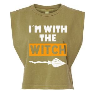 Im With The Witch Funny Halloween Couple Costume Gift Garment-Dyed Women's Muscle Tee