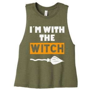 Im With The Witch Funny Halloween Couple Costume Gift Women's Racerback Cropped Tank