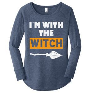 Im With The Witch Funny Halloween Couple Costume Gift Women's Perfect Tri Tunic Long Sleeve Shirt