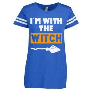 Im With The Witch Funny Halloween Couple Costume Gift Enza Ladies Jersey Football T-Shirt