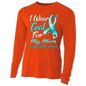 I Wear Teal For My Mom Interstitial Cystitis Awareness Gift Cooling Performance Long Sleeve Crew