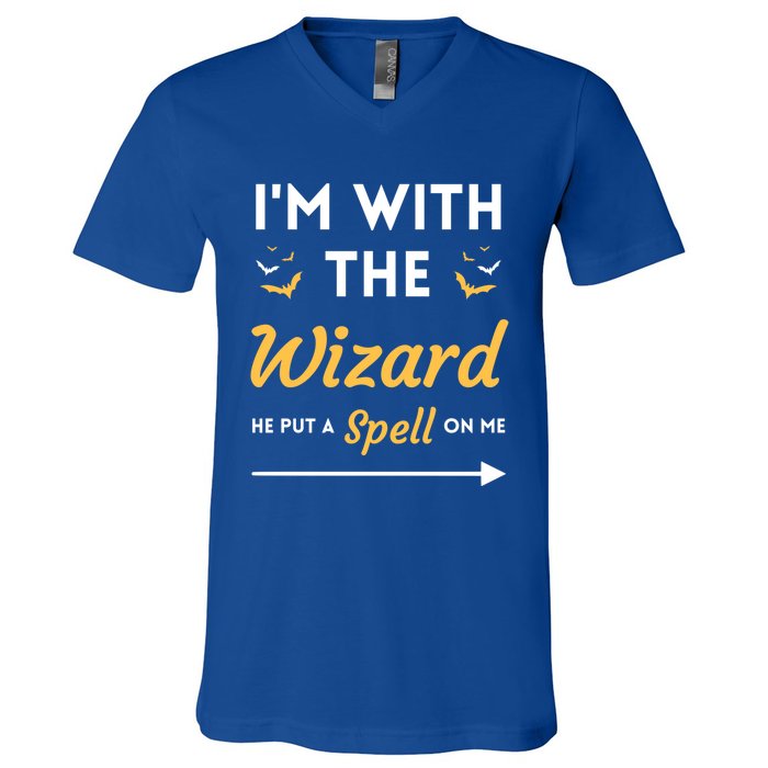 I'm With The Wizard Matching Halloween Couple For Gift V-Neck T-Shirt