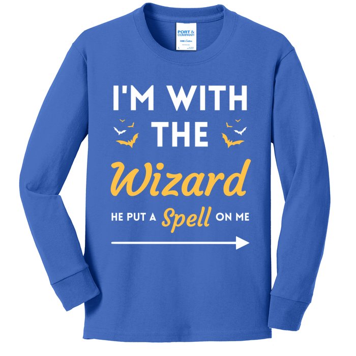 I'm With The Wizard Matching Halloween Couple For Gift Kids Long Sleeve Shirt