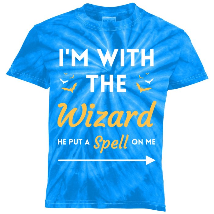 I'm With The Wizard Matching Halloween Couple For Gift Kids Tie-Dye T-Shirt