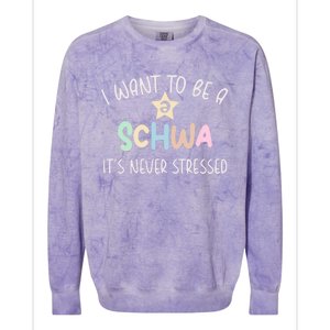 I Want To Be A Schwa ItS Never Stressed Science Of Reading Gift Colorblast Crewneck Sweatshirt