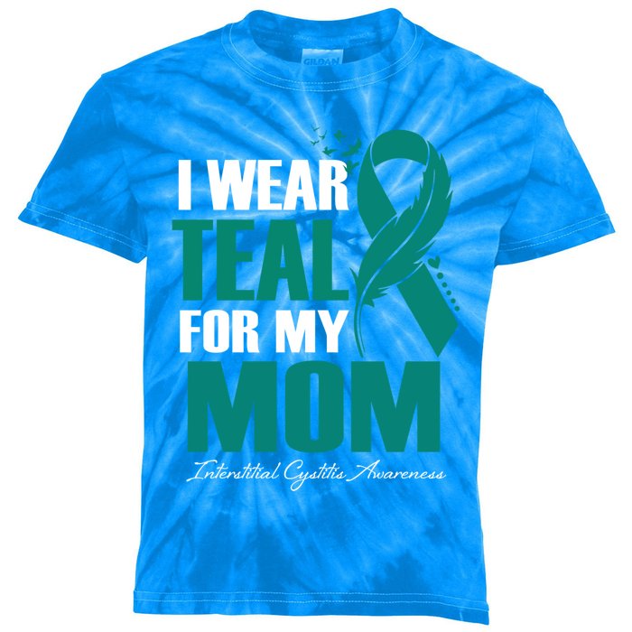 I Wear Teal For My Mom Interstitial Cystitis Awareness Cute Gift Kids Tie-Dye T-Shirt