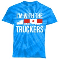 I'm With The Truckers Canadian Truck Driver Semi Big Rig Gift Kids Tie-Dye T-Shirt