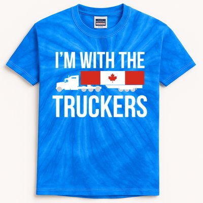 I'm With The Truckers Canadian Truck Driver Semi Big Rig Gift Kids Tie-Dye T-Shirt