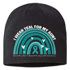 I Wear Teal For My Aunt Auntie Ovarian Cancer Awareness Sustainable Beanie